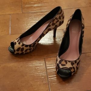 Vince Camuto Leopard Print Peep Toe Heels